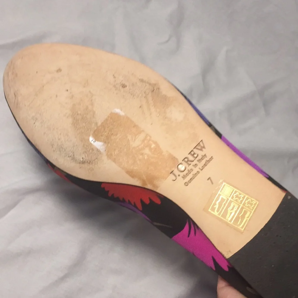 Black Floral Ballet Flats with Pink Accents - Picture 6 of 6